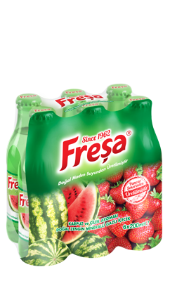 FREŞA KARPUZ ÇİLEK AROMALI DOĞAL ZENGİN MİNERALLİ GAZLI İÇECEK 200 ml 24 lü